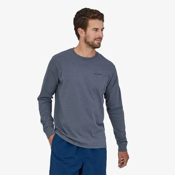 Patagonia Men's Line Logo Ridge Long Sleeve Responsibili-Tee - White - XXL