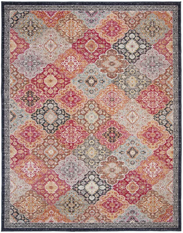 Safavieh Red/Aqua Montage Lyra Rug, 8x10 ft