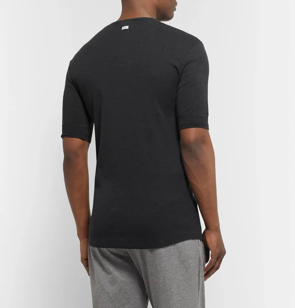 Schiesser - Men - Karl Heinz Slim-Fit M閘ange Cotton-jersey Henley T-Shirt Gray - 100% Cotton