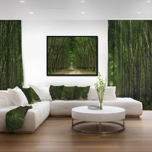 Designart 'Pathway in Thick Green Forest' Landscape Photography Framed Canvas Print 20 in. Wide x 12 in. High