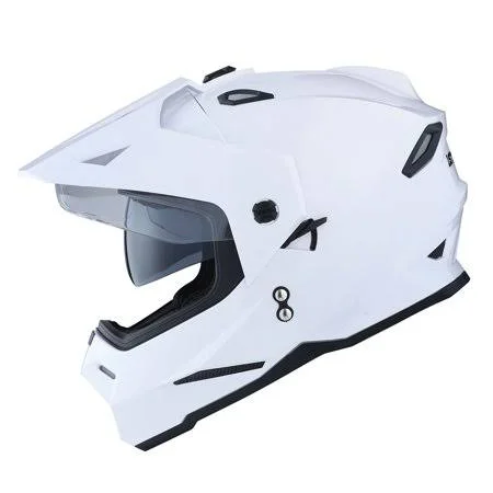 1storm Dual Sport Motorcycle Motocross Off Road Full Face Helmet Hf802 Dual Visor Glossy White, Size: Small