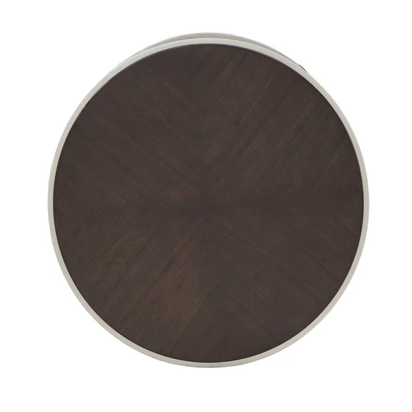 Ervyn Wood and Metal Round Coffee Table Walnut - Inspire Q